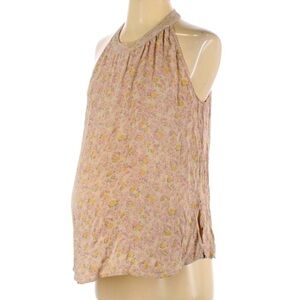 Cadeau Silk sleeveless floral halter neck top small women’s tank blouse